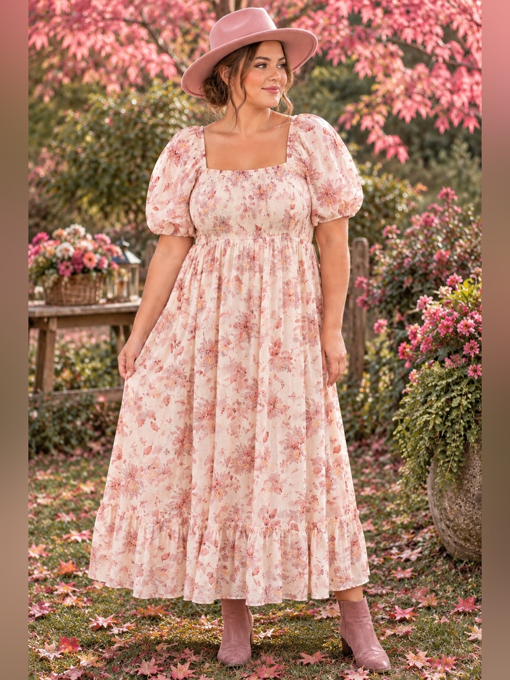 Polagram cream maxi dress with rose floral new